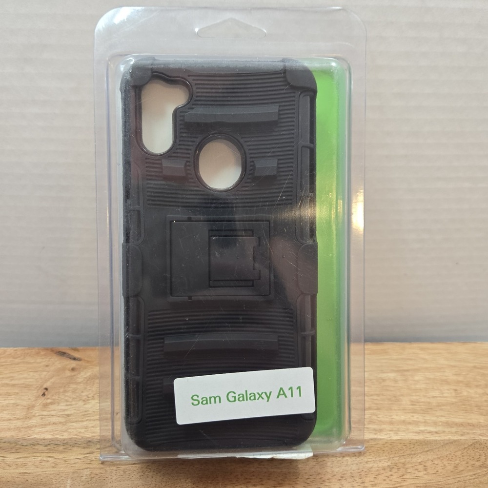 Samsung Galaxy A11 Rugged Holster Case Black Kickstand Belt Clip Cricket NEW